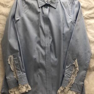 Gucci button up blouse w lace
